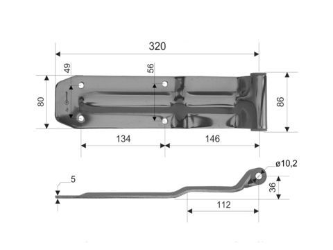 Bakdörrsgångjärn TMT-320 Zn kompl.